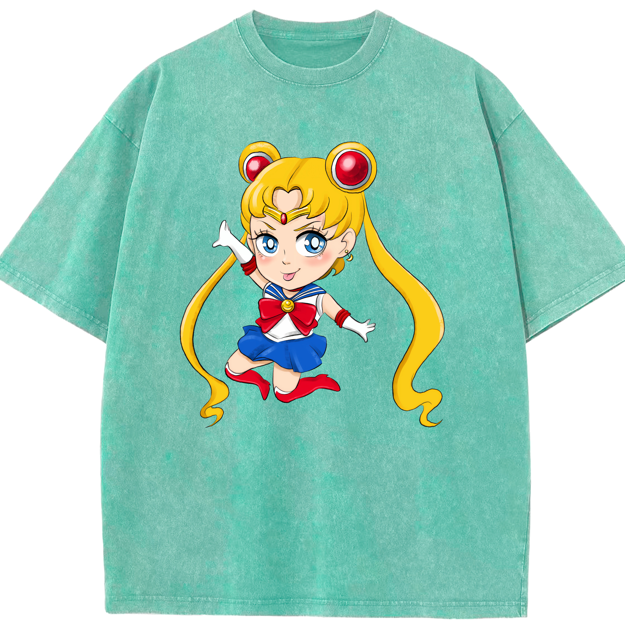 （画像用） 美少女戦士セーラームーン 月野 うさぎ つきの うさぎ Sailor Moon Tsukino Usagi 綿100% ヴィンテージ風 半袖Tシャツ（フロントプリント）